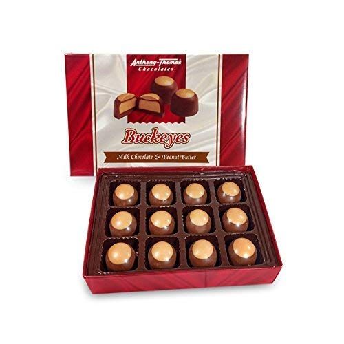 Anthony Thomas, Great Tasting Peanut Butter &amp; Milk Chocolate Buckeyes in Regular Box, Deliciously Delightful Snacks (12 Count)
