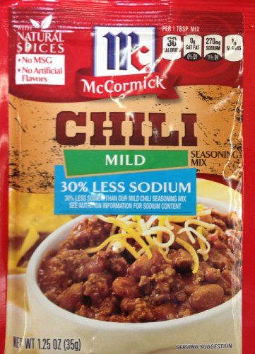 McCormick MILD CHILI, 30% Less Sodium, Seasoning Mix 1.25oz (10 Packets)