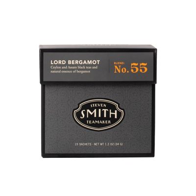 Smith Teamaker | Lord Bergamot No. 55 | Sugar-Free, Sustainably Grown, Caffeinated Full Leaf Earl Grey Black Tea with Italian Bergamot Oil (15 Sachets, 1.2oz each)