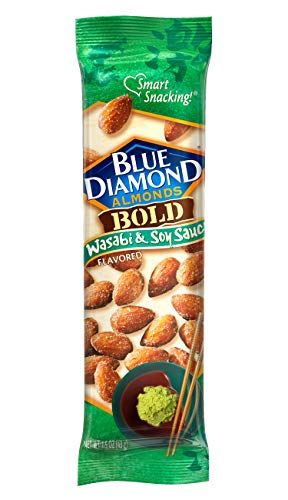Blue Diamond Almonds Wasabi &amp; Soy Flavored Snack Nuts, Single Serve Bags (1.5 oz, Pack of 12)