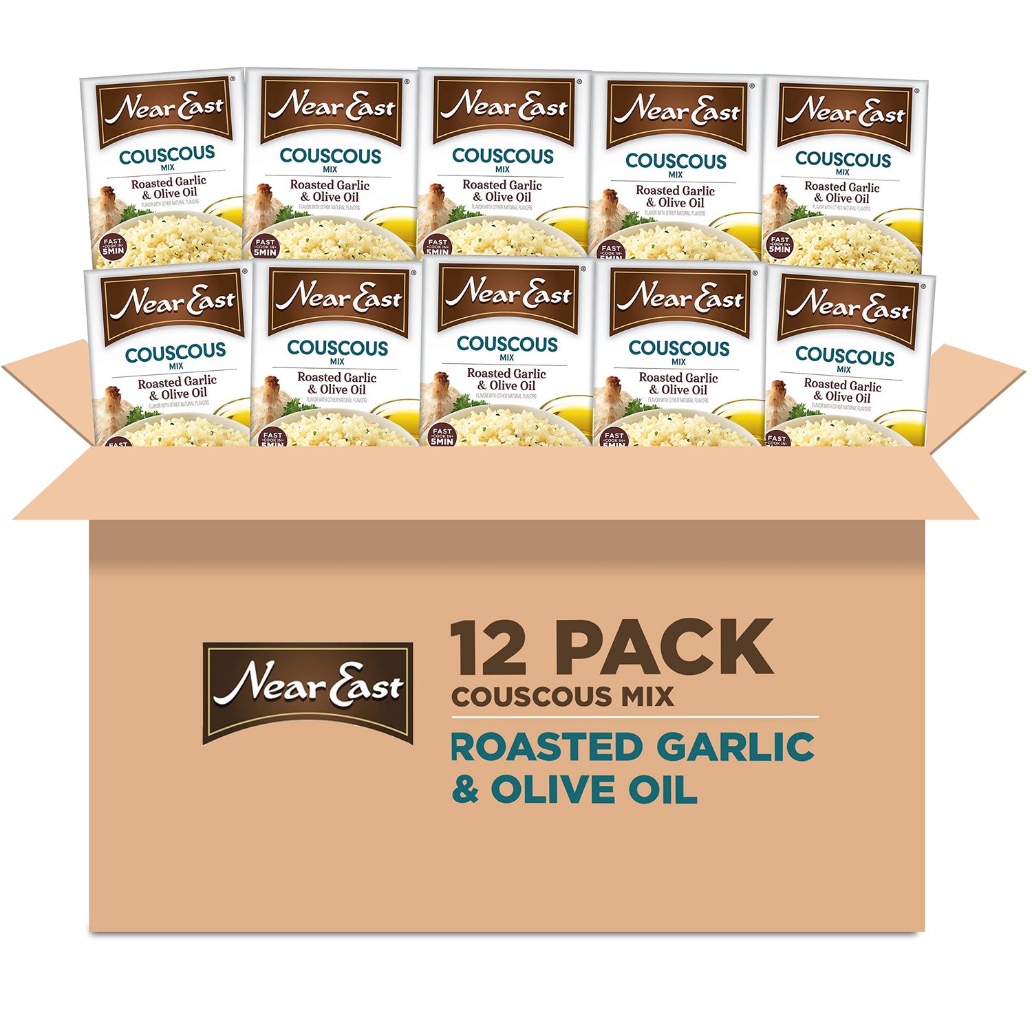 Near East Couscous Mix, Roasted Garlic &amp; Olive Oil, 5.8 Oz, Pack of 12