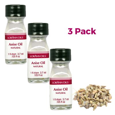 LorAnn Anise Oil Super StrengthNatural Flavor, 1 dram bottle (.0125 fl oz - 3.7 ml) - 3 pack