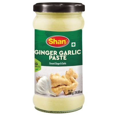 Shan - Ginger Garlic Paste, 24.69 oz (700g) - Authentic Taste from Fresh Ginger and Garlic in an Airtight Glass Jar - Vegan
