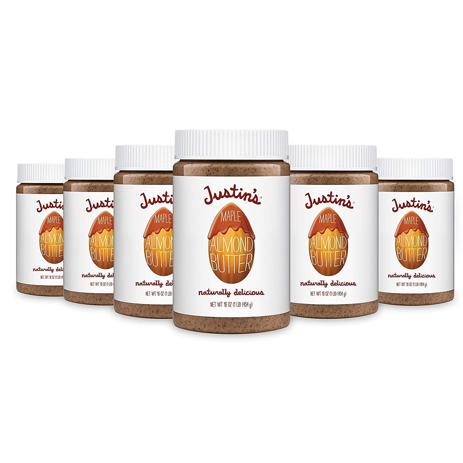 Justin&#39;s Maple Almond Butter, No Stir, Gluten-free, Non-GMO, Responsibly Sourced, 16 Ounce Jar (6 Pack)