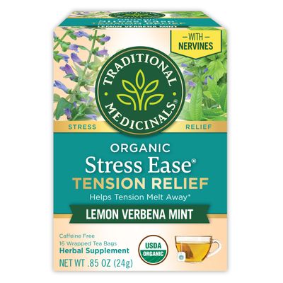 Traditional Medicinals Tea, Organic Stress Ease, Relieves Tension, Promotes Relaxation, 16 Tea Bags