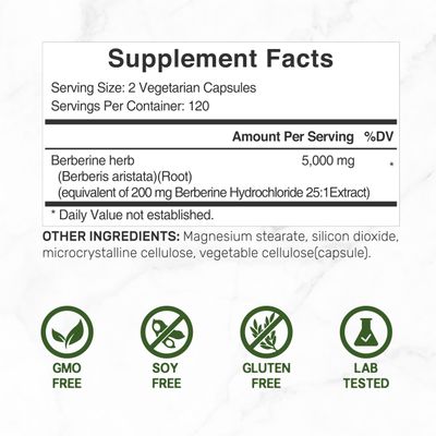 Deal Supplement Berberine Max Supplement with Turmeric, 5,000mg Per Serving, 240 Veggie Capsules - 97% Pure Berberine HCL - 25:1 Berberine Root Extract - Vegetarian Friendly, Non-GMO