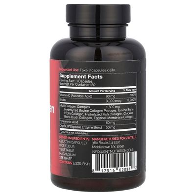 Zint Multi Collagen Pills - Collagen Supplements for Hair, Skin, Nails &amp; Joint Health - Hydrolyzed Collagen Supplement with Type I, II, III, V, X Collagen Peptides, 90 Count