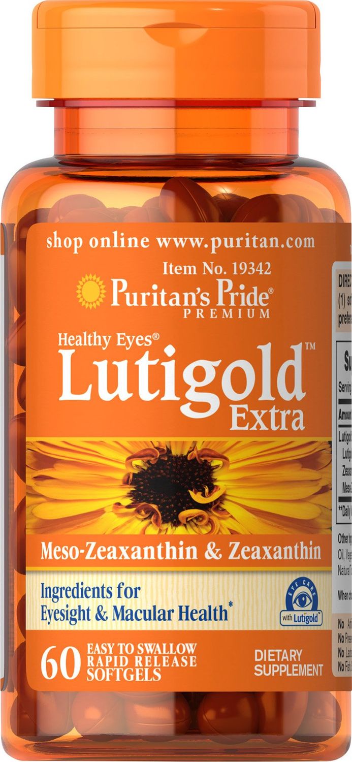 Puritan&#39;s Pride Healthy Eyes Lutigold Extra - 60 Soft Gels - Lutein with Meso-zeaxanthin and Zeaxanthin