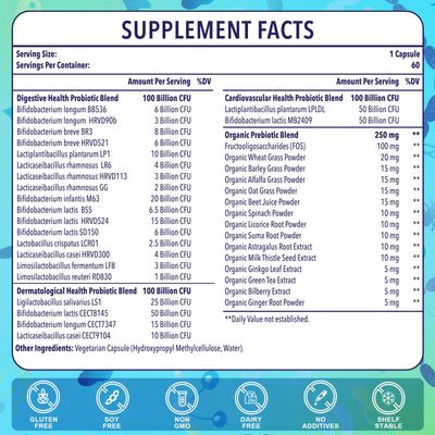 Probiotics for Women and Men, 300 Billion CFU, 24 Strains Probiotics with 15 Organic Herbs Prebiotics, Probiotic for Digestive Gut, Immune, Constipation, Diarrhea & Whole-Body Health - 2 Months Supply
