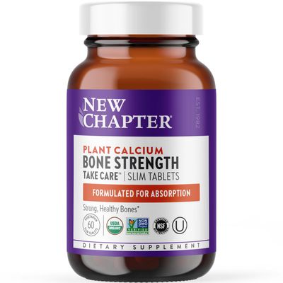 New Chapter Calcium Supplement - Bone Strength Organic Calcium with Magnesium, Vitamin D3+K2, 70+ Trace Minerals for Bone Health, Gluten Free, Easy to Swallow Slim Calcium Tablets - 60 Count