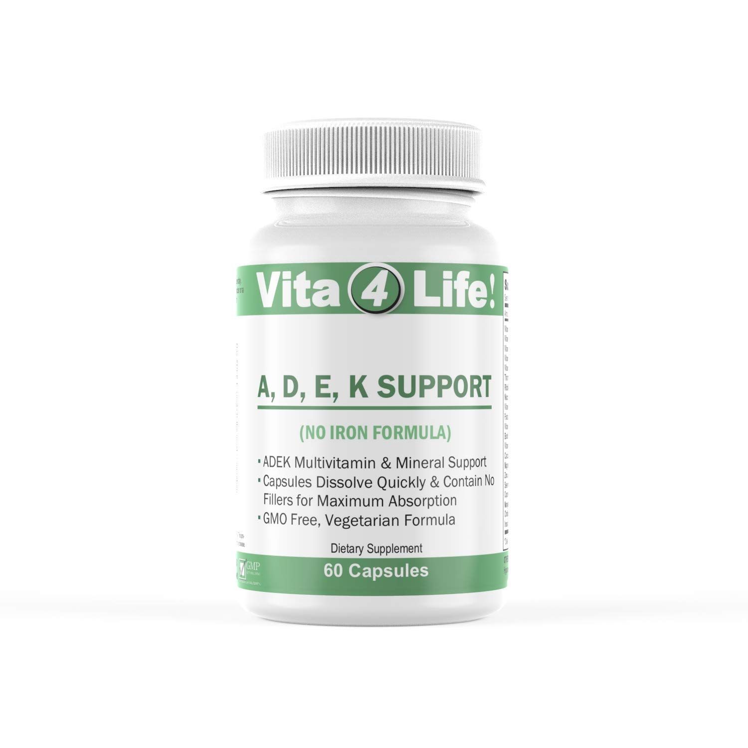 Vita4Life, ADEK Multi Vitamin Support, No Iron - 60 Count