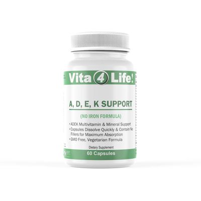 Vita4Life, ADEK Multi Vitamin Support, No Iron - 60 Count