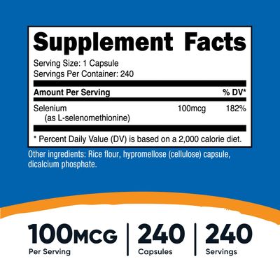 Nutricost Selenium Supplement 100mcg, 240 Capsules, Vegetarian, Gluten Free &amp; Non-GMO