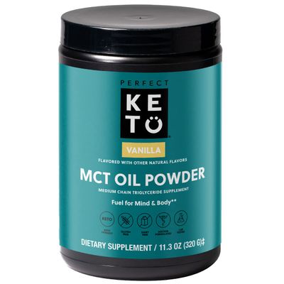 Perfect Keto 7g MCT Oil Powder, Medium Chain Triglycerides Supplement, Non Dairy Coffee Creamer for Keto Diet, Ketogenic MCT Oil Mix for Coffee, Smoothie, Protein Shakes and Tea, Vanilla, 30 Servings
