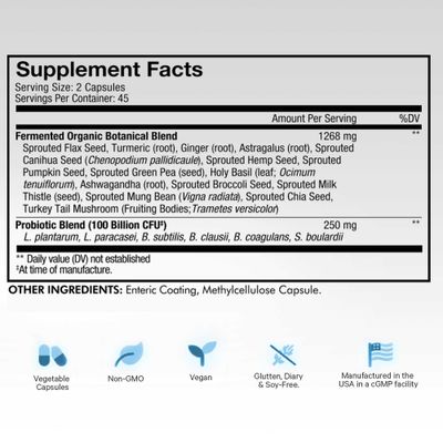 Codeage SBO Probiotics, 100 Billion CFUs Per Serving, Multi Strain Soil Based Organisms Blend and Organic Fermented Botanical Blend, Shelf-Stable, 90 Capsules
