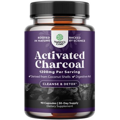 Cleanse and Detox Activated Charcoal Capsules - Purifying Detox Pills with 1200mg Per Serving Coconut Charcoal Powder for Bloating Relief and Body Detox Cleanse - Active Charcoal for Gut Health - 90ct