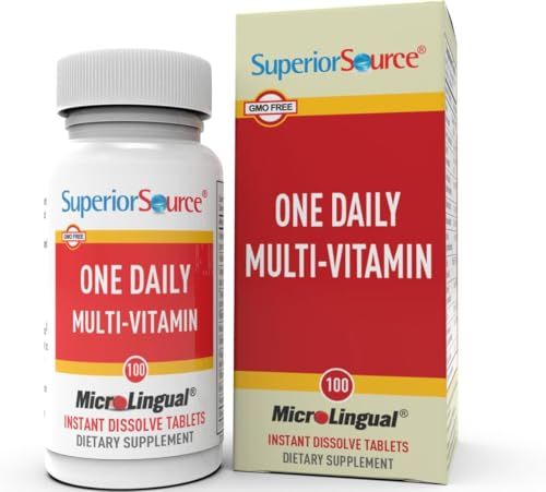 Superior Source One Daily Multi-Vitamin, Quick Dissolve MicroLingual Tablets, 100 Ct, with Vitamins A, C, D3, E, B12 and All B Vitamins, Stress, Heart &amp; Immune Support, Non-GMO