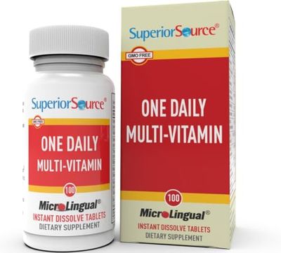Superior Source One Daily Multi-Vitamin, Quick Dissolve MicroLingual Tablets, 100 Ct, with Vitamins A, C, D3, E, B12 and All B Vitamins, Stress, Heart &amp; Immune Support, Non-GMO