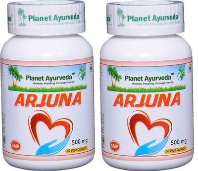 Planet Ayurveda Arjuna, 500mg Veg Capsules - 2 Bottles