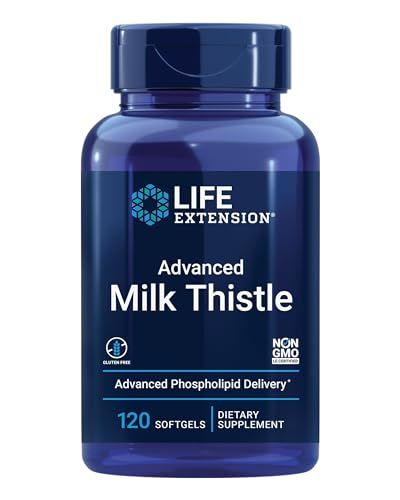Life Extension Advanced Milk Thistle - With Silybin, Phosphatidylcholine and other Phospholipid - For Liver, Kidney Health &amp; Detox - Non-GMO, Gluten-Free -120 Softgels