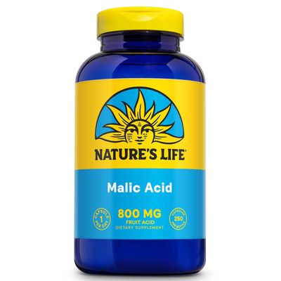 Nature&#39;s Life Malic Acid Supplement 800 mg - Healthy Muscle Function and Cellular Energy Support - Dietary Fruit Acid - 60-Day Money Back Guarantee, Lab Verified - 250 Servings, 250 Capsules