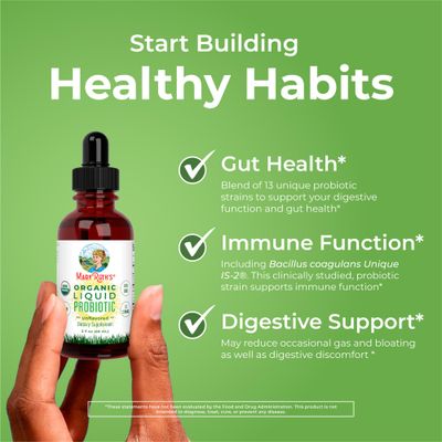 USDA Organic Liquid Probiotic | Digestive Health | Probiotics for Women | Probiotics for Men | Probiotics for Kids | Acidophilus Probiotic | Vegan | Non-GMO | Travel Friendly | 20 Servings