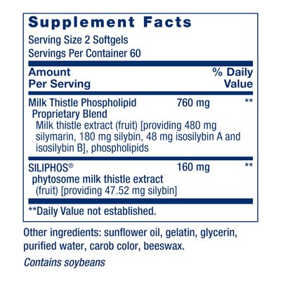 Life Extension Advanced Milk Thistle - With Silybin, Phosphatidylcholine and other Phospholipid - For Liver, Kidney Health &amp; Detox - Non-GMO, Gluten-Free -120 Softgels