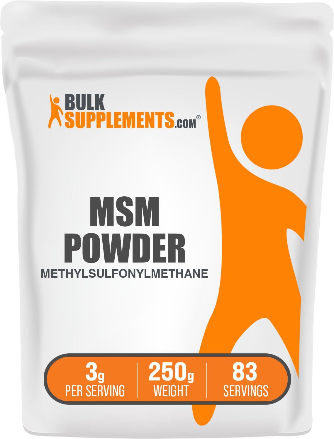 BulkSupplements.com MSM Powder - Methylsulfonylmethane, MSM Supplement - MSM Pure Powder, MSM 3000mg - for Joint Health, Gluten Free, 3000mg per Serving, 250g (8.8 oz) (Pack of 1)
