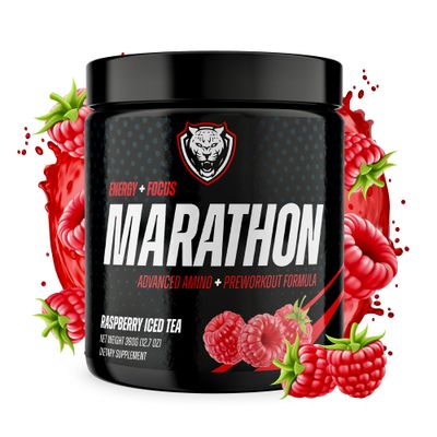 6AM Run Marathon, Pre-Workout Powder for Distance Running, Essential Amino Energy for Cardio &amp; Stamina, All-Natural High-Energy Formula with No Jitters, Raspberry Iced Tea, 40 Servings