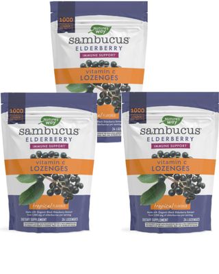 Natures Way Sambucus Elderberry Lozenges, 1000 mg Vitamin C Per Serving, Tropical Flavored, 24 Count