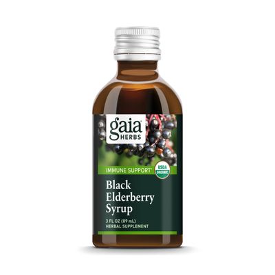 Gaia Herbs Black Elderberry(Sambucus Nigra) Syrup-Immune Support Supplement-Made with Organic Black Elderberries for Immune System Support-USDA Certified Organic Formula-3 Fl Oz (18-Day Supply)