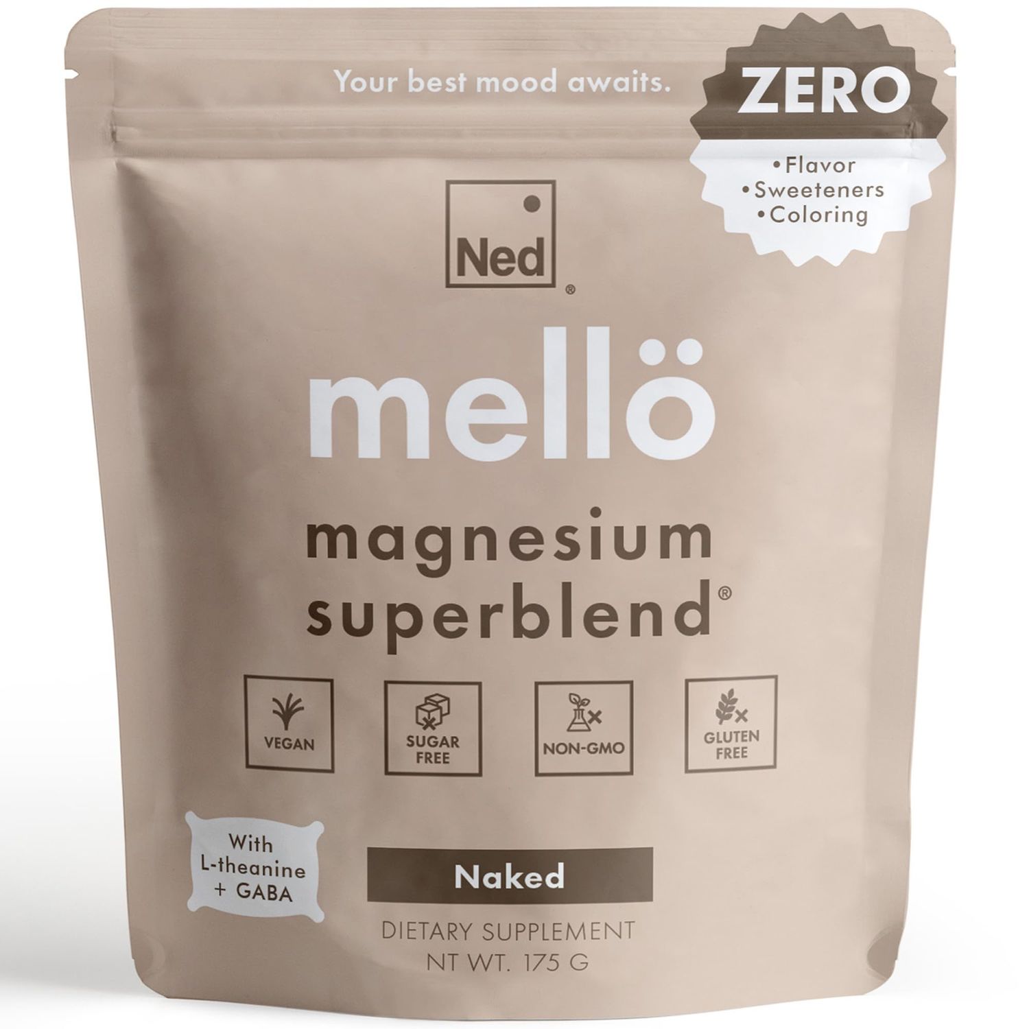 Ned - Mell Magnesium Superblend - Magnesium Powder Unflavored Supplement Drink Mix with All Natural Magnesium Glycinate and L Theanine, Supports Cognitive Function, Sleep, Calm 30 Servings