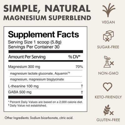 Ned - Mell Magnesium Superblend - Magnesium Powder Unflavored Supplement Drink Mix with All Natural Magnesium Glycinate and L Theanine, Supports Cognitive Function, Sleep, Calm 30 Servings