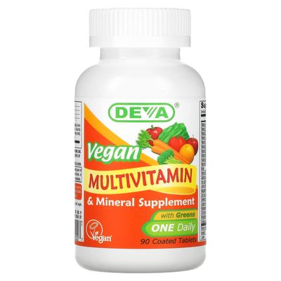 DEVA Tiny Tablets Vegan Multivitamins for Women &amp; Men, Multivitamin with Iron, Mineral Supplement, Vitamin C, Vitamin B Complex, Vitamin B12, Vitamin E, Zinc, Gluten Free, 90 Tablets