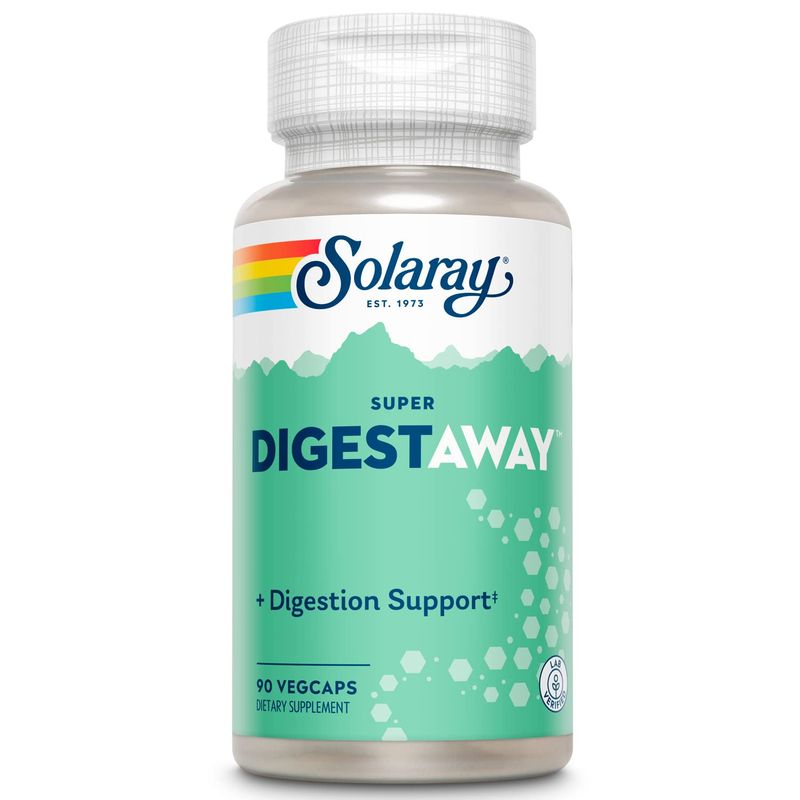 SOLARAY Super Digestaway Digestive Enzymes - Pancreatin, Papain, Ginger, Pepsin, Betaine HCl, Aloe Vera, and More - Digestion &amp; Nutrient Absorption Support - Lab Verified - 90 VegCaps