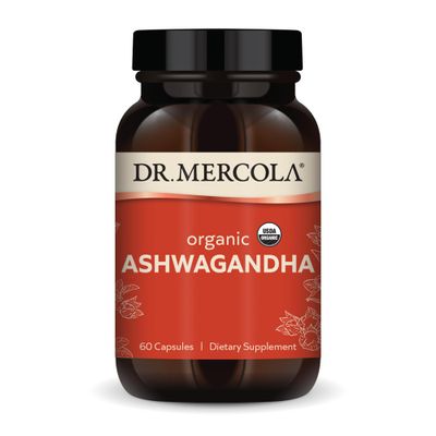 Dr. Mercola Organic Ashwagandha, 30 Servings (60 Capsules), Dietary Supplement, Supports Energy Production, Non-GMO, Certified USDA Organic