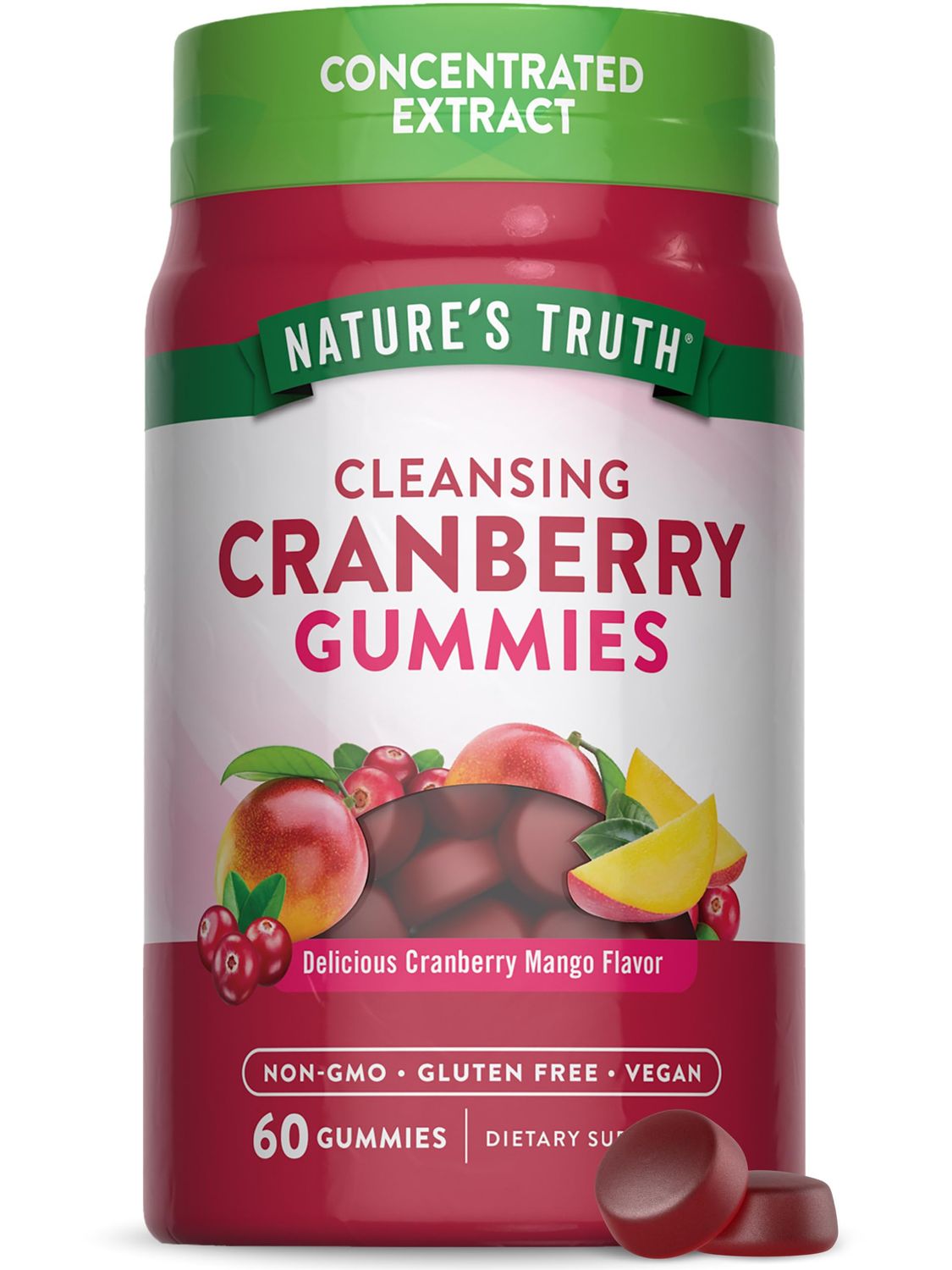 Nature&#39;s Truth Cranberry Gummies | 60 Count | Vegan, Non-GMO &amp; Gluten Free Supplement | Cranberry Mango Flavor