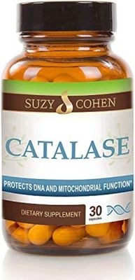 Suzy Cohen Catalase 12,500 Catu Dietary Supplement, Liver Enzyme, Neutralize Hydrogen Peroxide, Supports Healthy Skin, Hair, Blood, Cholesterol, 30 DR Caps