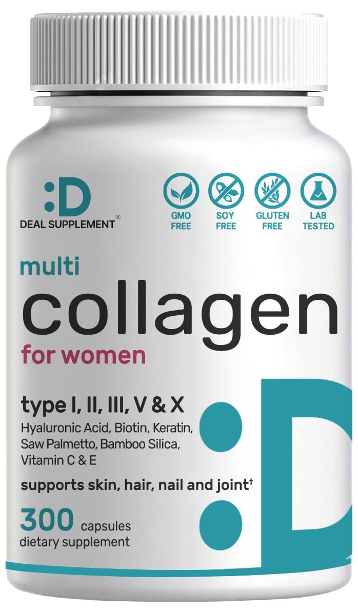 Multi Collagen Pills with Vitamin C, E &amp; Biotin, 300 Capsules - Hydrolyzed Collagen Peptides - 11 in 1 Formula with Saw Palmetto, Bamboo Silica, &amp; Hyaluronic Acid - Hair, Skin, Nail, &amp; Joint Health