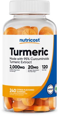 Nutricost Turmeric Gummies (240 Gummies) - Citrus Flavored, Made with 95% Curcuminoids, 120 Servings, includes Ginger and Black Pepper Extract, Vegetarian, Non-GMO and Gluten Free