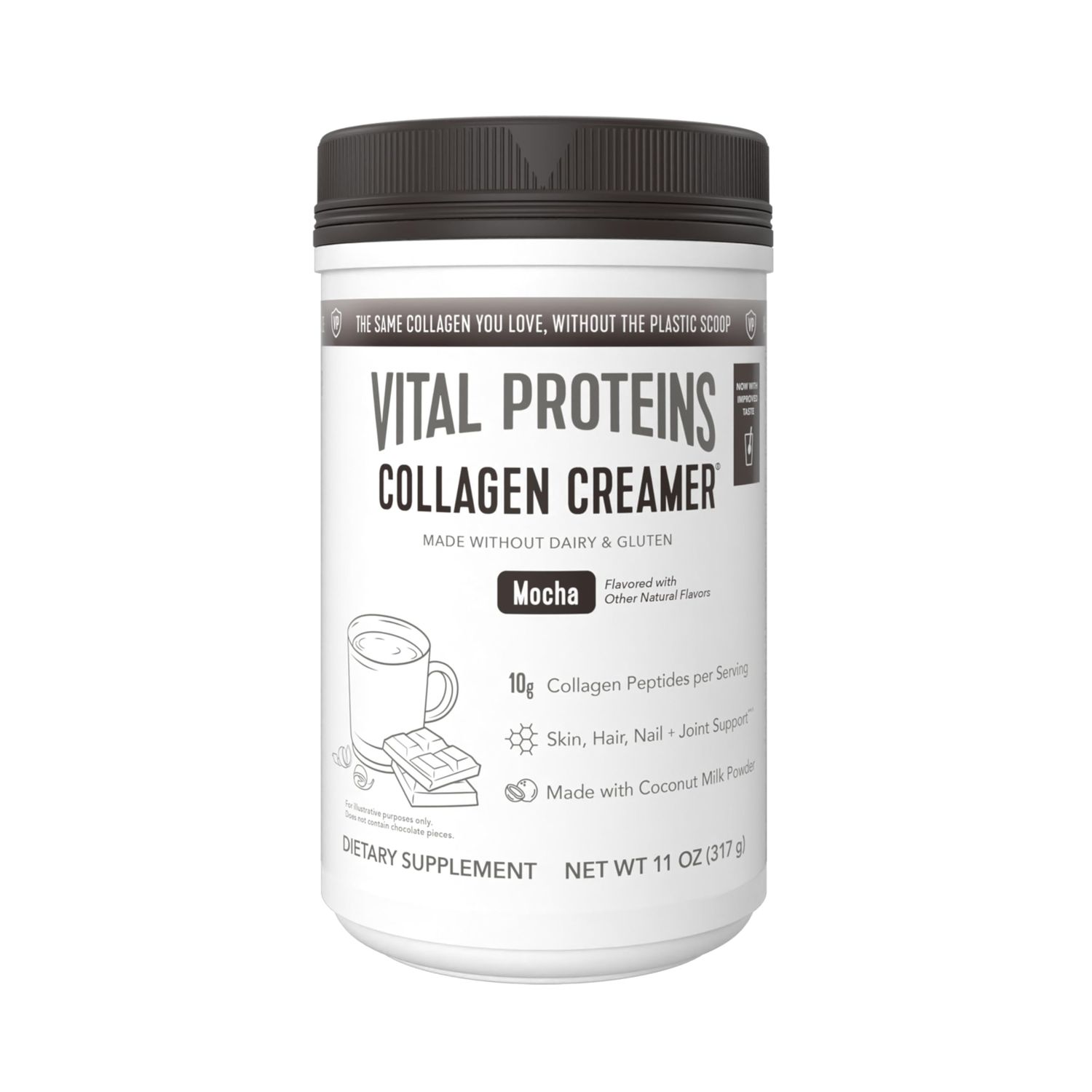 Vital Proteins Collagen Coffee Creamer, Coconut Milk based &amp; Low Sugar Powder with Collagen Peptides Supplement - Supporting Healthy Hair, Skin, Nails with Energy-Boosting MCTs - Mocha 11.2oz