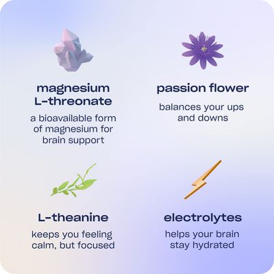 Recess Mood Powder, Calming Magnesium L-Threonate Blend with Passion Flower, L-Theanine, Electrolytes, Magnesium Calm Support Powder Supplement - Gradient Berry 28 Serving Tub