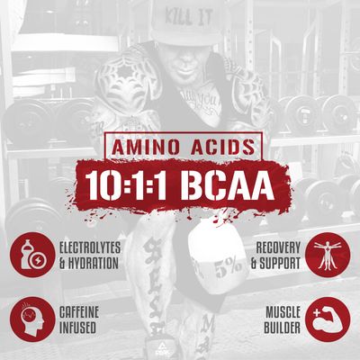 5% Nutrition Rich Piana AllDayYouMay Caffeinated BCAA Energy Powder | Premium Pre Workout Amino Energy &amp; Electrolytes | Hydration, Endurance &amp; Recovery | 16.08 oz, 25 Servings (Fruit Punch)