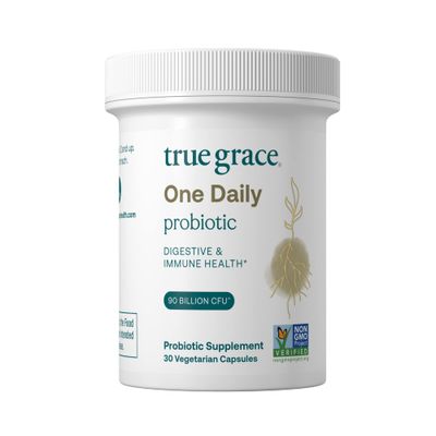True Grace One Daily Probiotic - 30 Vegetarian Capsules - Gut, Digestive &amp; Immune Health Support Blend with Prebiotic Fiber - Organic, Gluten Free, Dairy Free, Soy Free