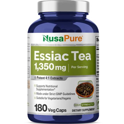 NusaPure Essiac Tea 1350 mg 180 Veggie Caps (Vegetarian, Non-GMO)