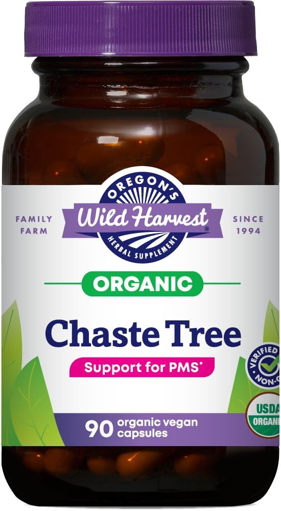 Oregon&#39;s Wild Harvest Non-GMO Chaste Tree Capsules,Organic Herbal Supplements, 90 Count