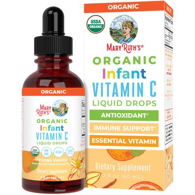 Infant &amp; Baby Vitamin C Supplement | USDA Organic Vitamin C Liquid Drops for Infants | Ages 6-12 Months | Immune Support Supplement | Overall Health | Vegan | Non-GMO | Gluten Free | 2 Fl Oz