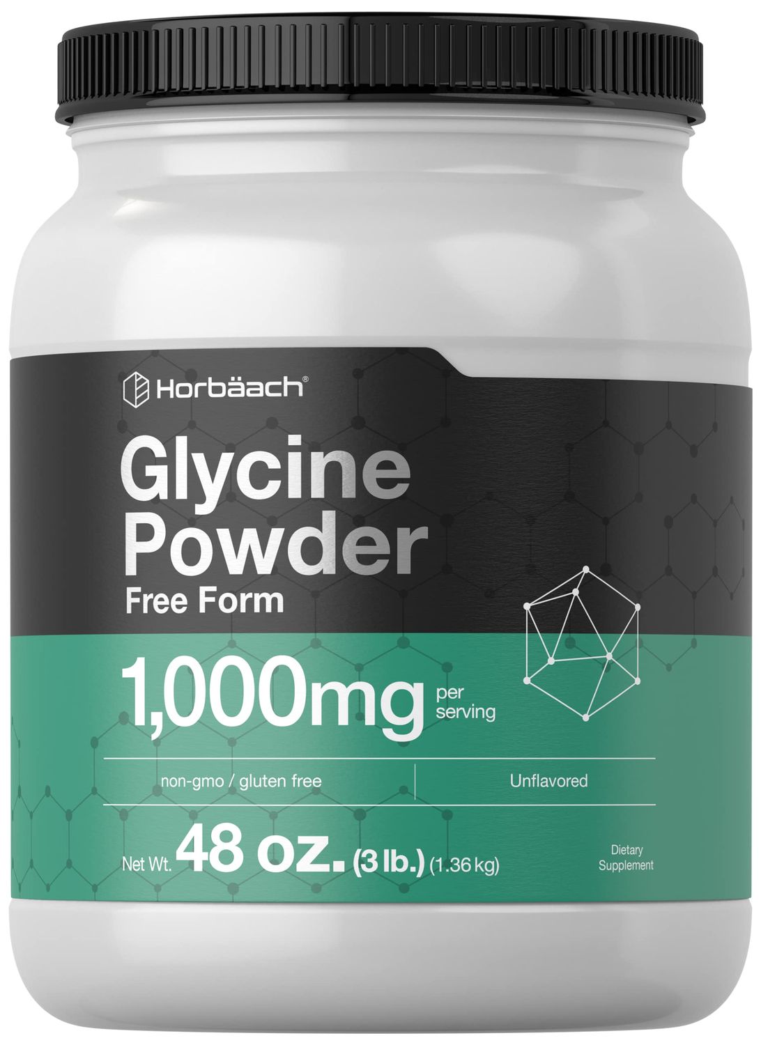 Horbach Glycine Powder 3 lbs | Free Form Supplement | Unflavored Powder | Vegetarian, Non-GMO, Gluten Free