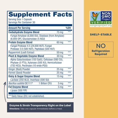 Renew Life Digestive Duo Probiotic and Enzymes Vegetarian Capsules, Probiotic Promotes Digestive Health, Fast-Acting Enzymes Aid Digestion, With Soothing Herbs - 30 Count