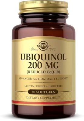 Solgar Ubiquinol 200 mg (Reduced CoQ-10), 30 Softgels - Promotes Heart &amp; Brain Function - Supports Healthy Aging - Coenzyme Q10 - Ubiquinone Supplement - Gluten Free, Dairy Free - 30 Servings
